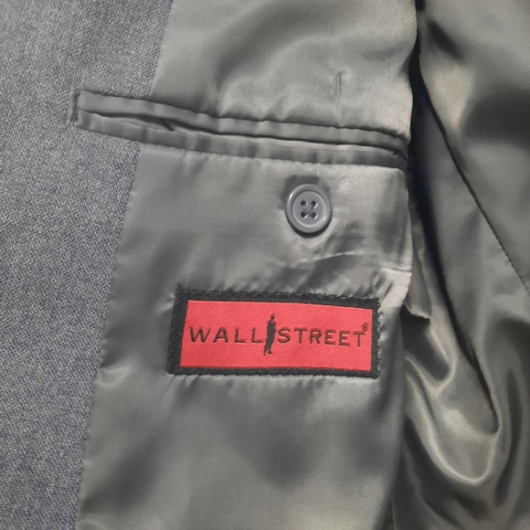Vintage Wall Street Mens Sport Coat Suit Blazer Size 46R Gray - Picture 5 of 10